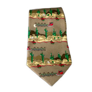 Holidays  Christmas silk Tie Novelty Santa Cactus 3.75"x59”
